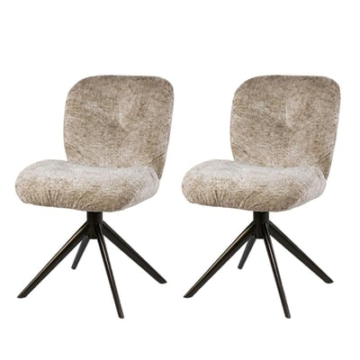 Chaise pivotante tissu bouclette sable pieds brun (x2) CREEK PIER IMPORT