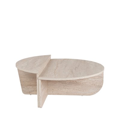 Lot de 2 tables basses effet travertin- ASYA DRAWER