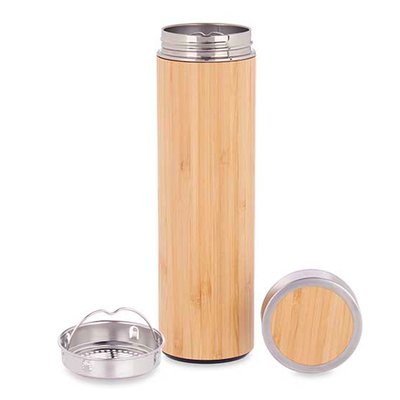 Thermos chaud et froid en acier inoxydable et bambou avec filtre 500ml WADIGA