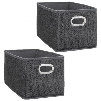 Lot de 2 Boîtes de rangement Largeur 15 x Hauteur 31 cm - Gris foncé chiné TOILINUX
