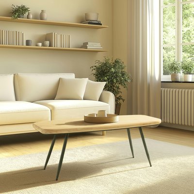 Table basse organique pin et métal vert 120 cm BAGAN PIER IMPORT