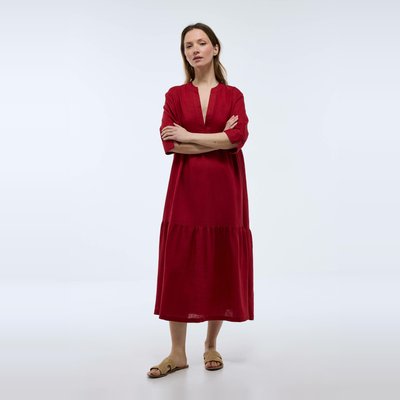 Robe midi ample unie en lin MONOPRIX