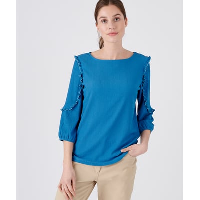 T-shirt volantés crêpe recyclé, manches 3/4 DAMART