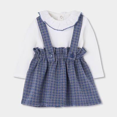 Lot bébé en maille à carreaux avec bretelles BOBOLI