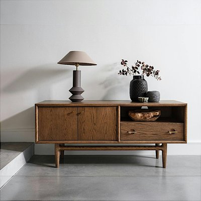 Meuble tv vintage en bois de chêne BRADFORD PIER IMPORT