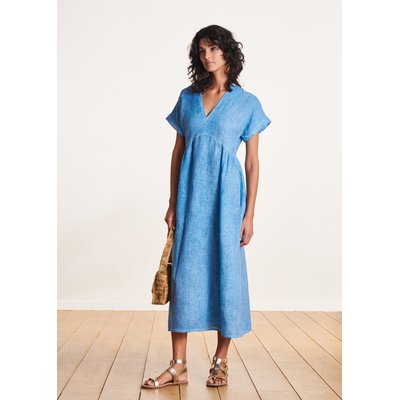 Robe longue en lin manches courtes LA FEE MARABOUTEE