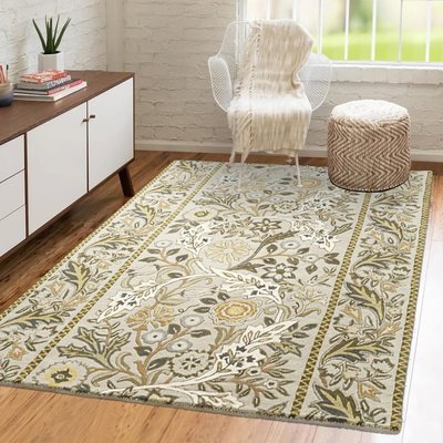Tapis salon et chambre fait à la main en laine motif floral WILMINA UN AMOUR DE TAPIS