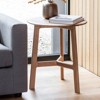 Murwara Round Oak Side Table SO'HOME