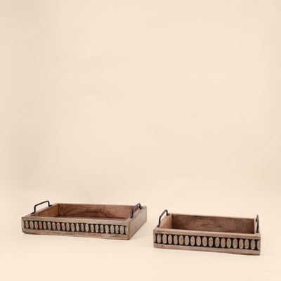 Plateau en bois avec poignées 38x24cm ORNAMI