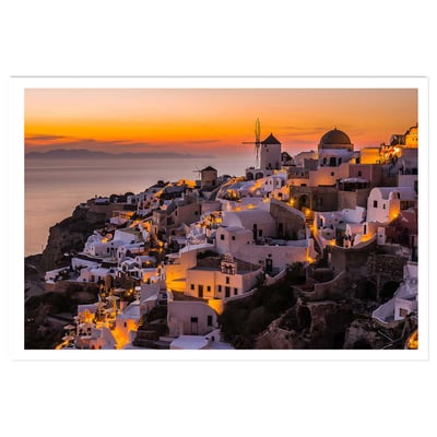 Poster paysage santorini by night HEXOA