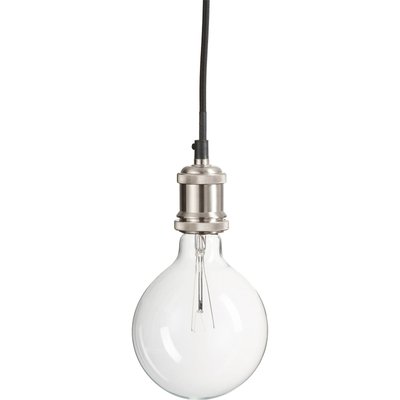Suspension verre transparent et douille métal nickel luminaire design RECOLLECTION