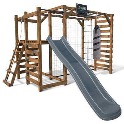 Aire de jeux multisport en bois avec toboggan ACHILLE SOULET