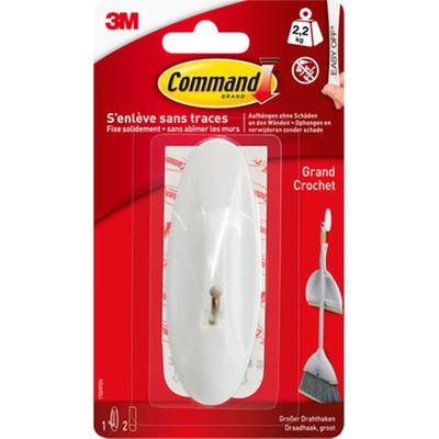 Crochet Plastique Bout Métal Blanc X 1 3M
