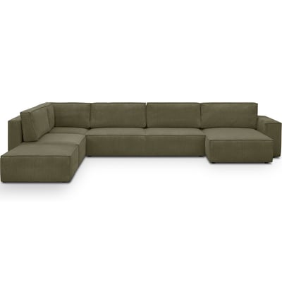 Canapé d'angle gauche convertible 8+1 places en velours côtelé - HARPER MOD HOMIFAB