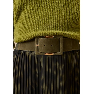 Ceinture large en cuir boucle rectangulaire LA FEE MARABOUTEE