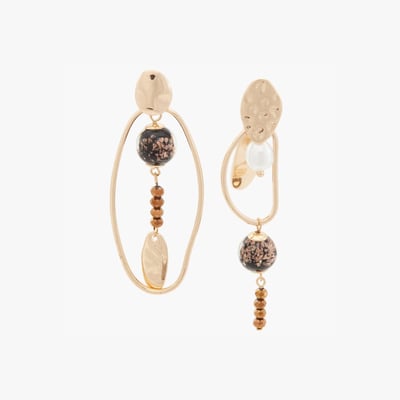 Boucles d'oreilles asymétriques noires et dorées BALABOOSTE