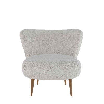 Fauteuil en tissu bouclette et bois - LEON POTIRON PARIS