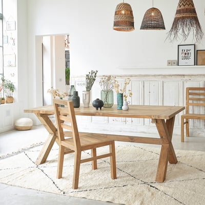 Table en bois de teck recyclé 6 pers.  CARGO BERAH GETAH