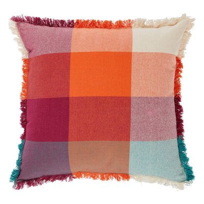 Coussin madras à franges YUCATAN ATMOSPHERA