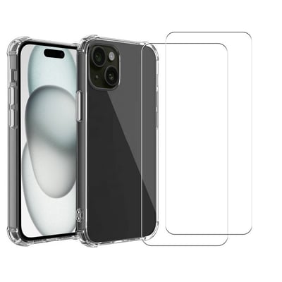 Coque iPhone 15 antichoc + 2 vitres EVETANE