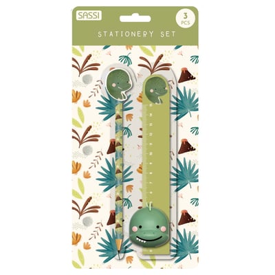 Set de papeterie enfant crayon règle taille-crayon ANIMAUX SASSI JUNIOR