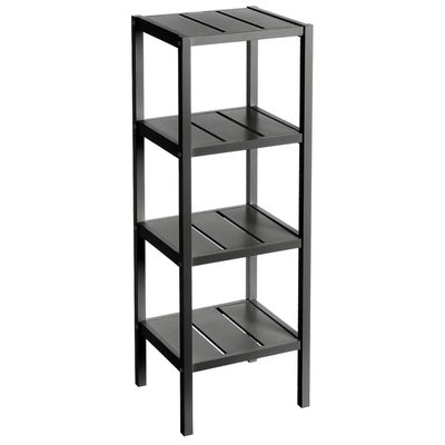 Étagère Salle de Bain Bois Noir MDF 4 Plateaux WADIGA