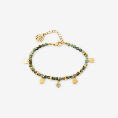Bracelet acier inoxydable avec pierres vertes BALABOOSTE