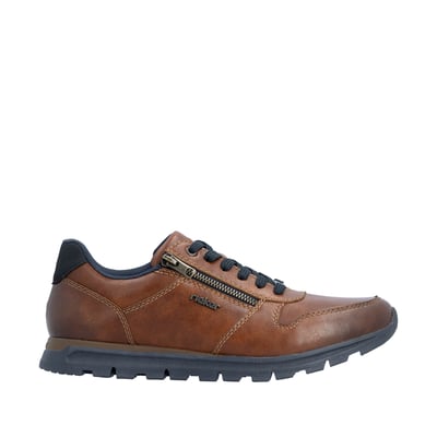 Sneakers en cuir cognac à talon plat pourvues de lacets contrastés RIEKER
