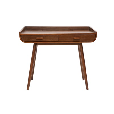 Bureau scandinave bois foncé avec rangements 2 tiroirs L100 cm HALLEN MILIBOO