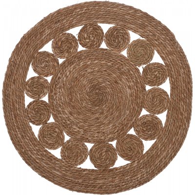 Tapis Rond Tressé en  Jute Motifs Cercles - d80cm WADIGA