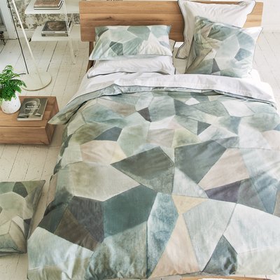 Housse de couette imprimée en percale de coton, GEO MODERNE PEWTER DESIGNERS GUILD