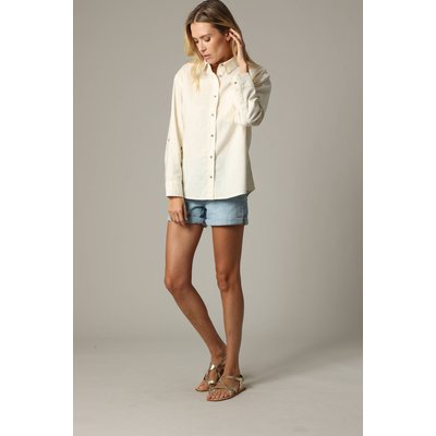 Chemise droite unie en lin avec boutons et col chemise ORANA DEELUXE
