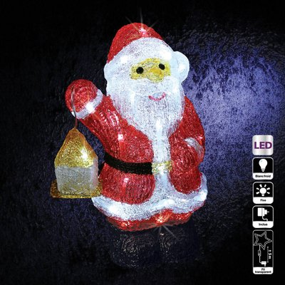 Père Noël avec lanterne lumineux extérieur H30cm 40 LED + transfo FEERIC LIGHTS & CHRISTMAS