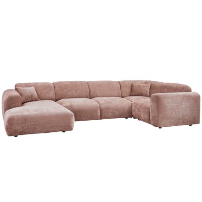 Canapé d'angle droit en tissu chenille CLOUD WOOOD