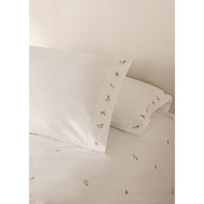 Taie d'oreiller percale de coton fleur brodée  45x110 cm MANGO HOME