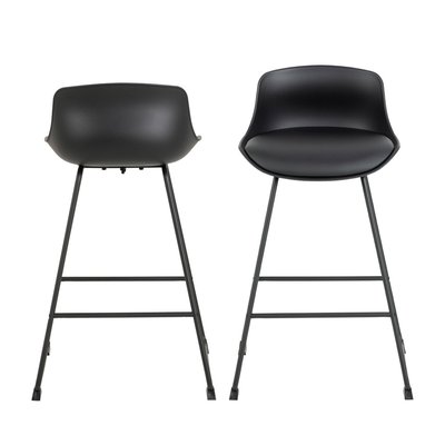 Lot de 2 tabourets de bar en simili et métal H66cm - Uranie DRAWER