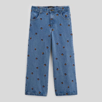 Jean large brodé en coton MONOPRIX