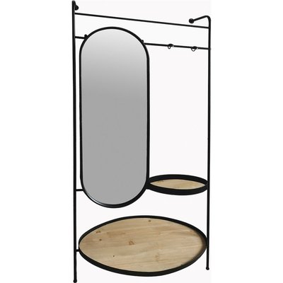 porte manteau mural design bois métal miroir ambiance naturelle RECOLLECTION