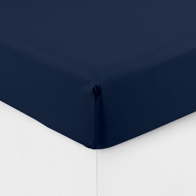 Drap housse percale de coton marine grand bonnet NEO CARRE BLANC