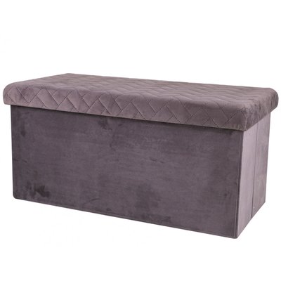Banquette coffre de rangement velours gris - 76x37.5x37.5cm URBAN LIVING