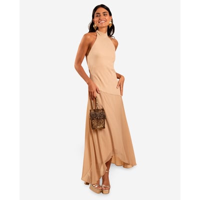 Robe midi asymétrique avec col halter THE-ARE