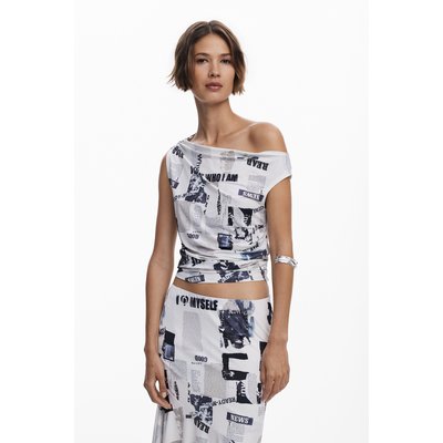 T-shirt drapée journal DESIGUAL
