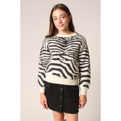 Pull fille imprimé zèbre en maille chaude et confortable ASTRID DEELUXE