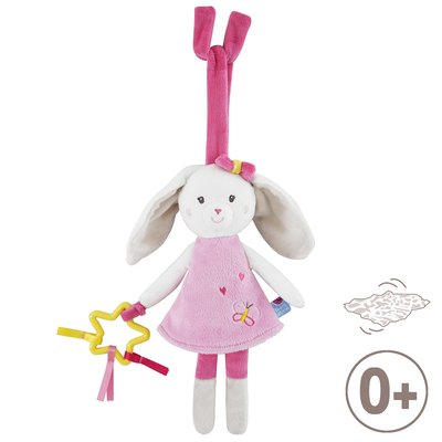 Jouet d'eveil lapin rose SUCRE D'ORGE