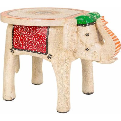 Table basse éléphant en bois peint esprit bohème coloré RECOLLECTION