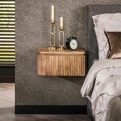 Table de nuit murale en bois de manguier motif baguette (lot de 2) DELHI PIER IMPORT