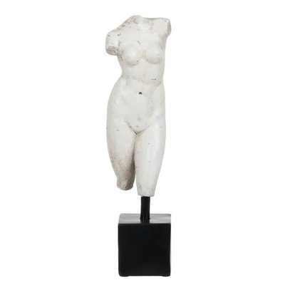 Sculpture buste décoratif femme en résine blanche 14x11x43cm WADIGA