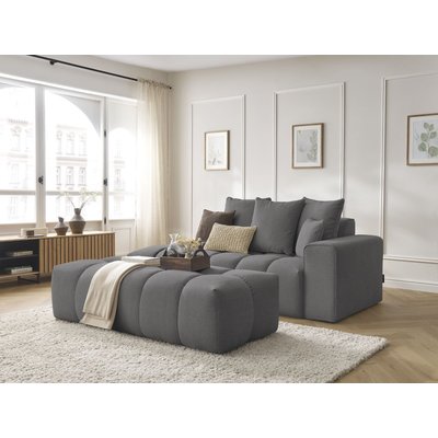 Canapé droit fixe 5 places en tissu chiné avec pouf, MONT-BLANC BOBOCHIC