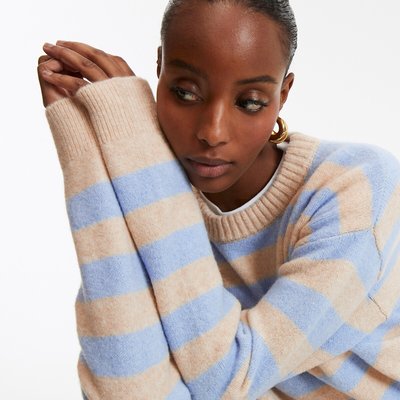 Trui met ronde hals en strepen in licht tricot LA REDOUTE COLLECTIONS