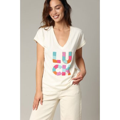 T-shirt ample à manches courtes et col V style ethnique 100% coton LOCKA DEELUXE